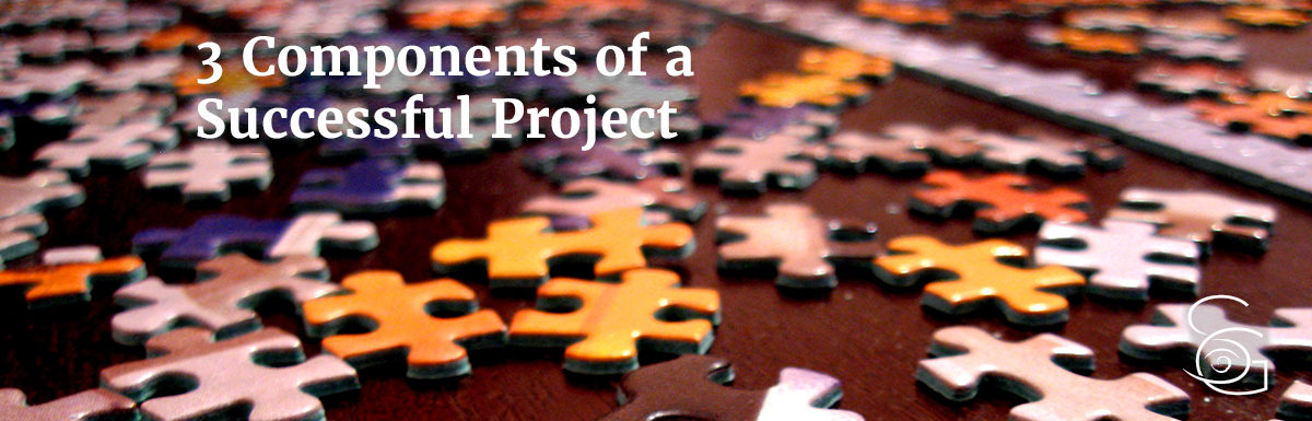 concept for 3 components of a successful project puzzle pieces