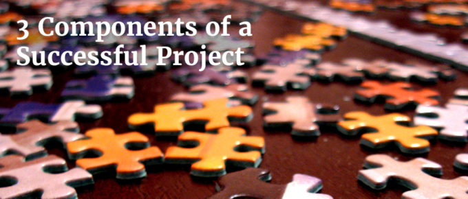 concept for 3 components of a successful project puzzle pieces